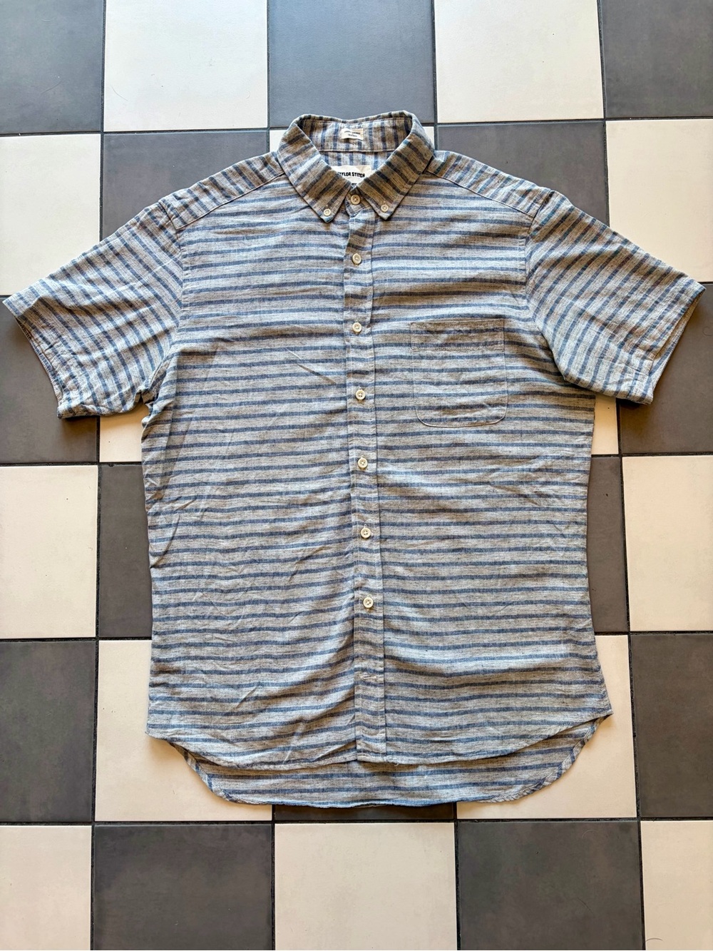 Taylor Stitch Slub Cotton Stripe S/S Shirt Medium 40